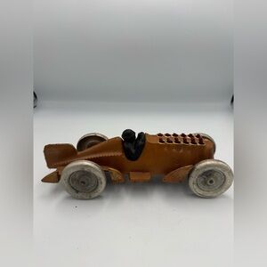Hubley Cast Iron Toy Race Car Fin Steel Wheels Moving Pistons Original Paint